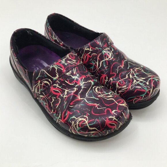 Women's Klogs 7.5M Professional Nursing Clogs Shoes Mission Purple Scribble - Picture 1 of 16